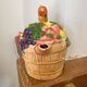 Vintage fruit and bear barbotine teapot