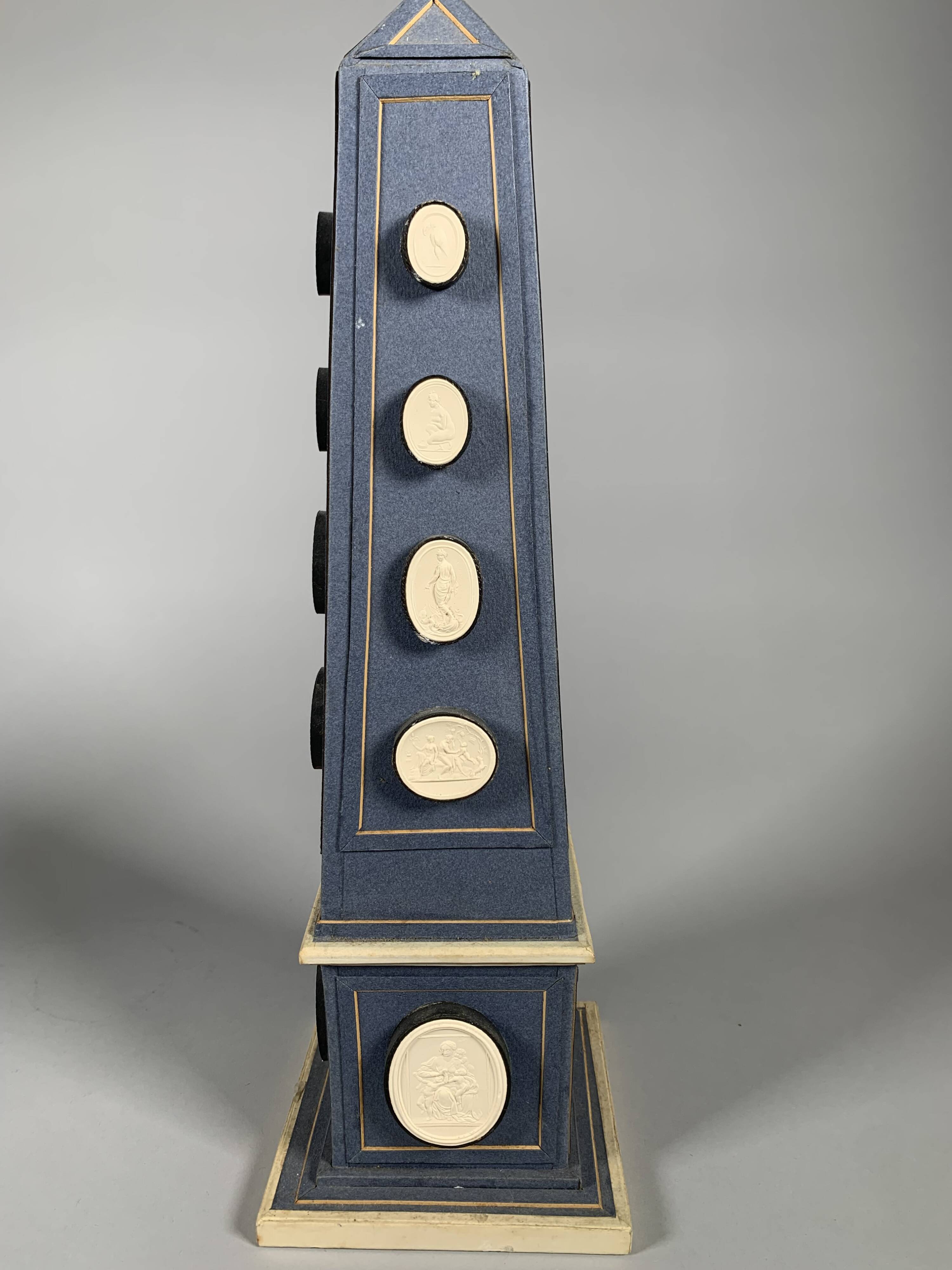 Pair of Ornate Obelisks with Cameos in Plaster in the Antique Style, Late 18th Century