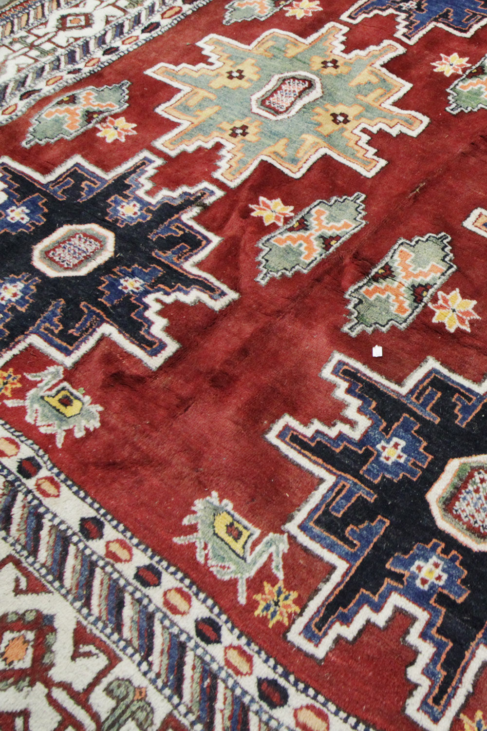 Vintage Caucasian Kazak Carpet Area Rug- 207x227cm