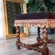 Tabouret ancien en noyer massif, Louis 13 tapisserie