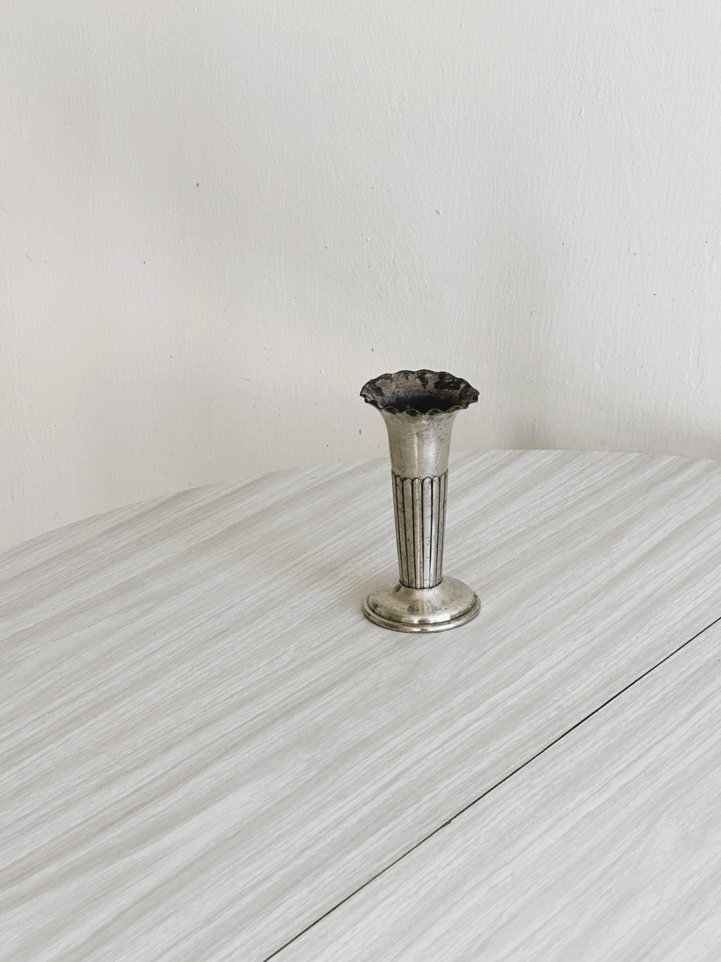 Small vintage soliflore in patinated light metal