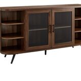 Modern Fluted Glass Door Sideboard with Curved Ends & Storage