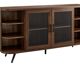 Modern Fluted Glass Door Sideboard with Curved Ends & Storage