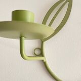 Wall Candle Holder, Green Metal Leaves