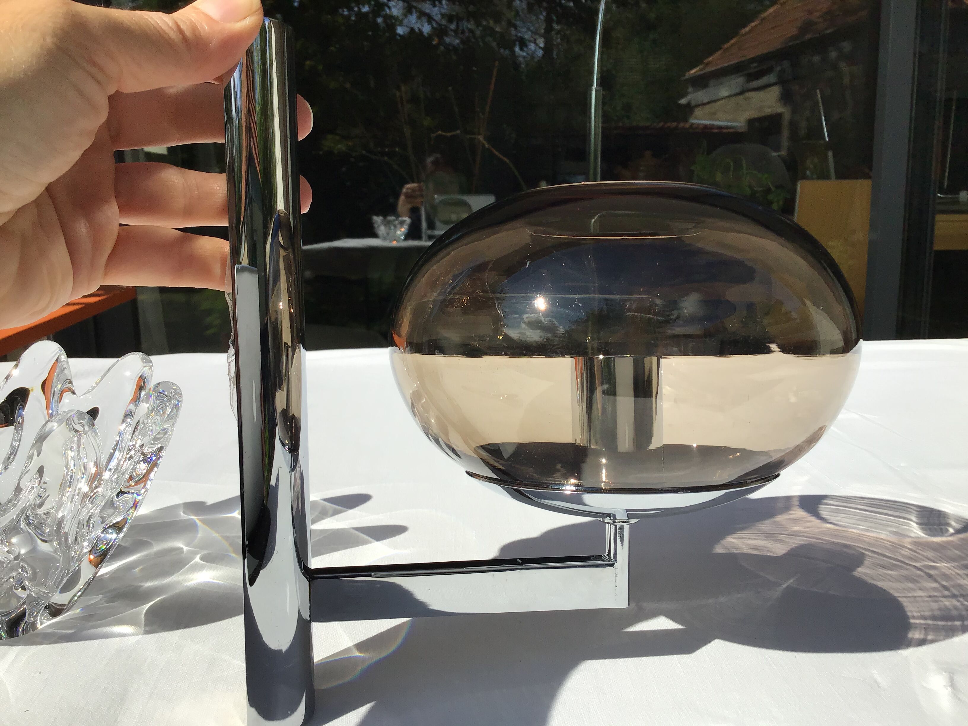 Sciolari smoked globe sconce 1970