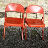 Pair of folding metal chairs 80-90s