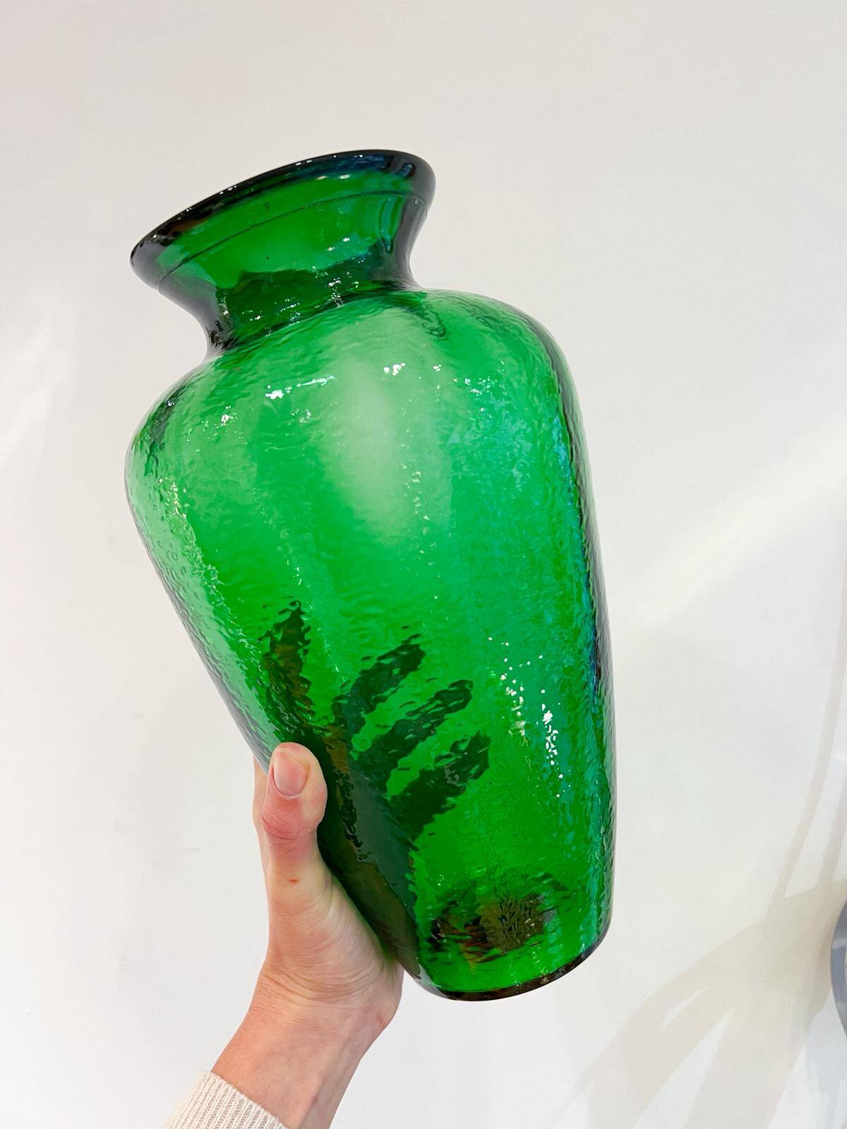 Green glass vase 30 x 17 cm