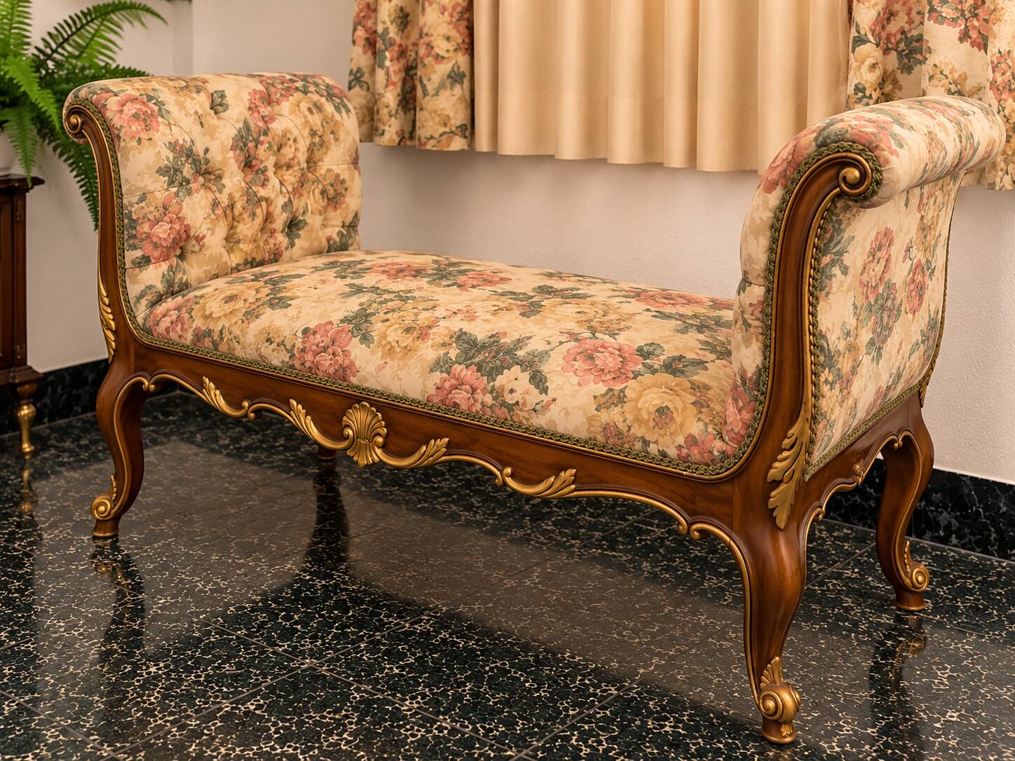 Louis XV style stool in carved wood