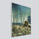 Oil on canvas village by Jan Van Dooren, winter landscape. Signed. 70s