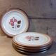 5 assiettes à dessert grès brun marron et rose, Niderviller modèle Sandra, vintage