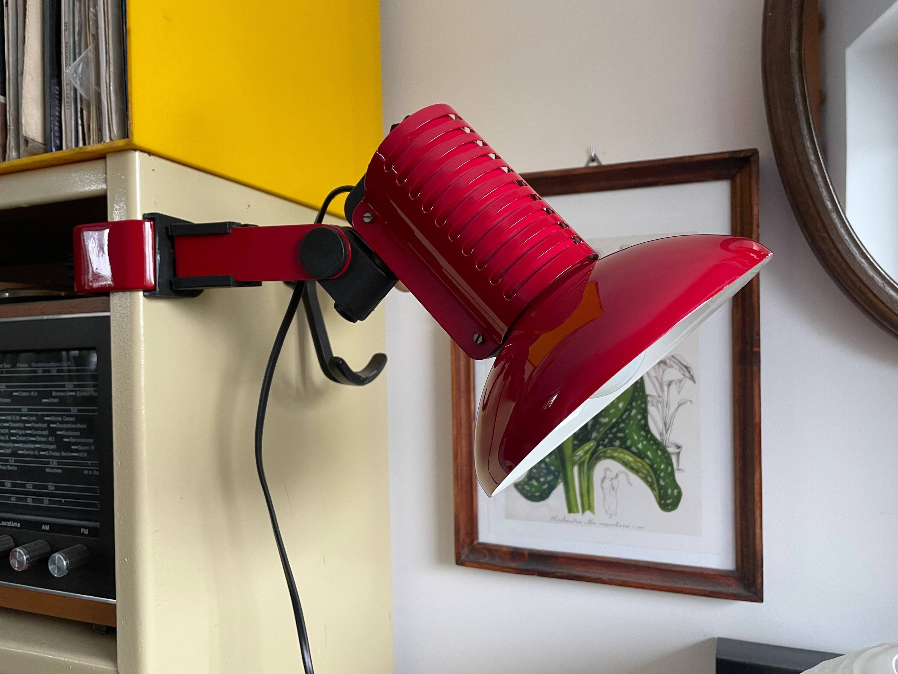 Red lamp with vice, ART, 1980s
