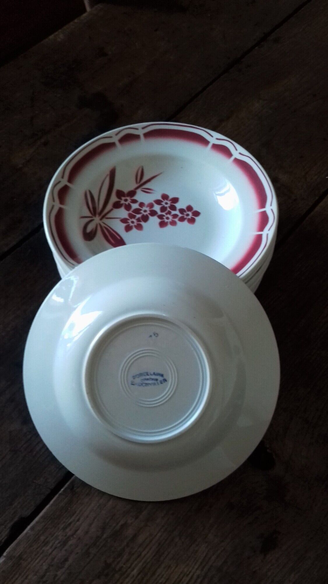 Lot 12 hollow plates Badonviller porcelain