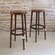 Pair of Baumann wooden high stools