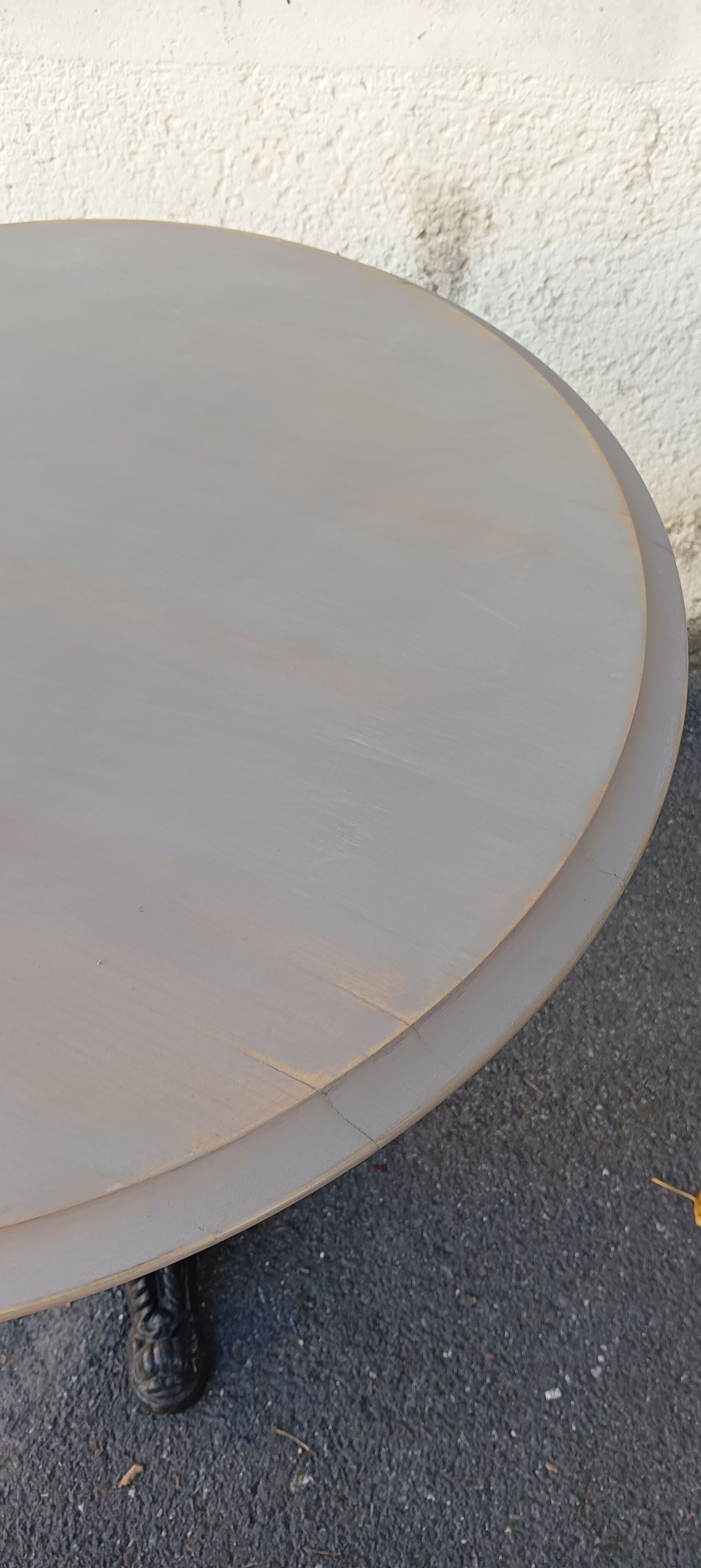Round wooden bistro table