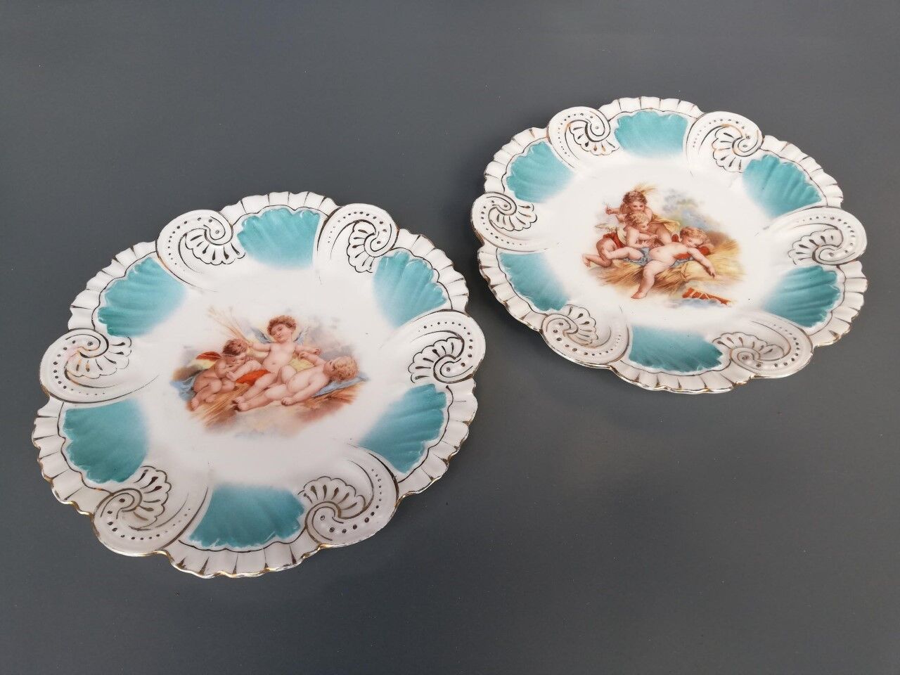 Pair of antique ceramic plates.