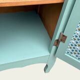 Vintage grey-green glass cabinet from the 1960s.