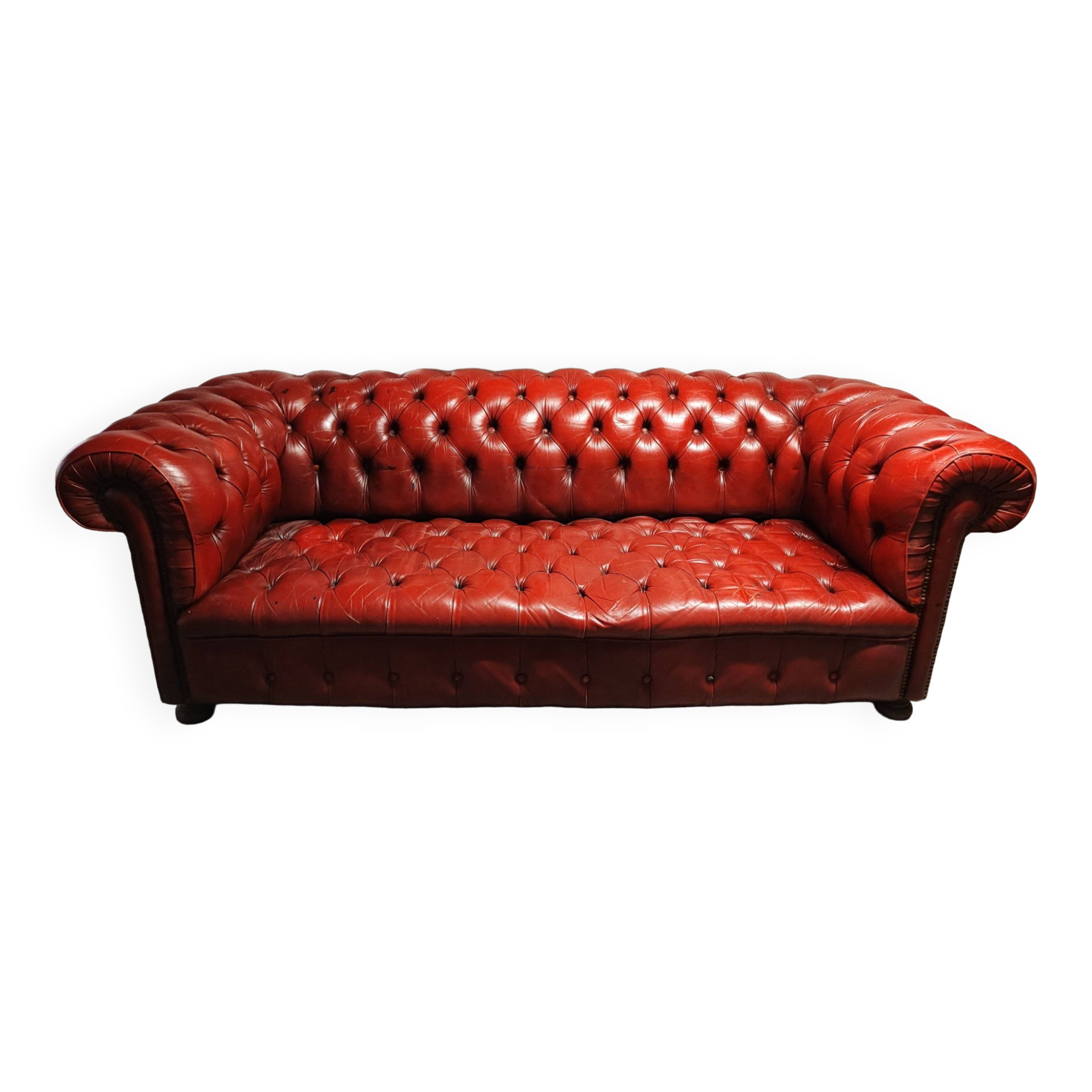 3-seater Chesterfield sofa in red leather