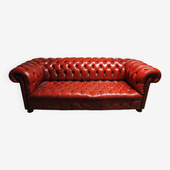 3-seater Chesterfield sofa in red leather