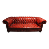 Canapé Chesterfield 3 places cuir rouge