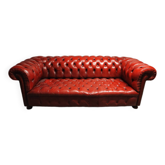 Canapé Chesterfield 3 places cuir rouge