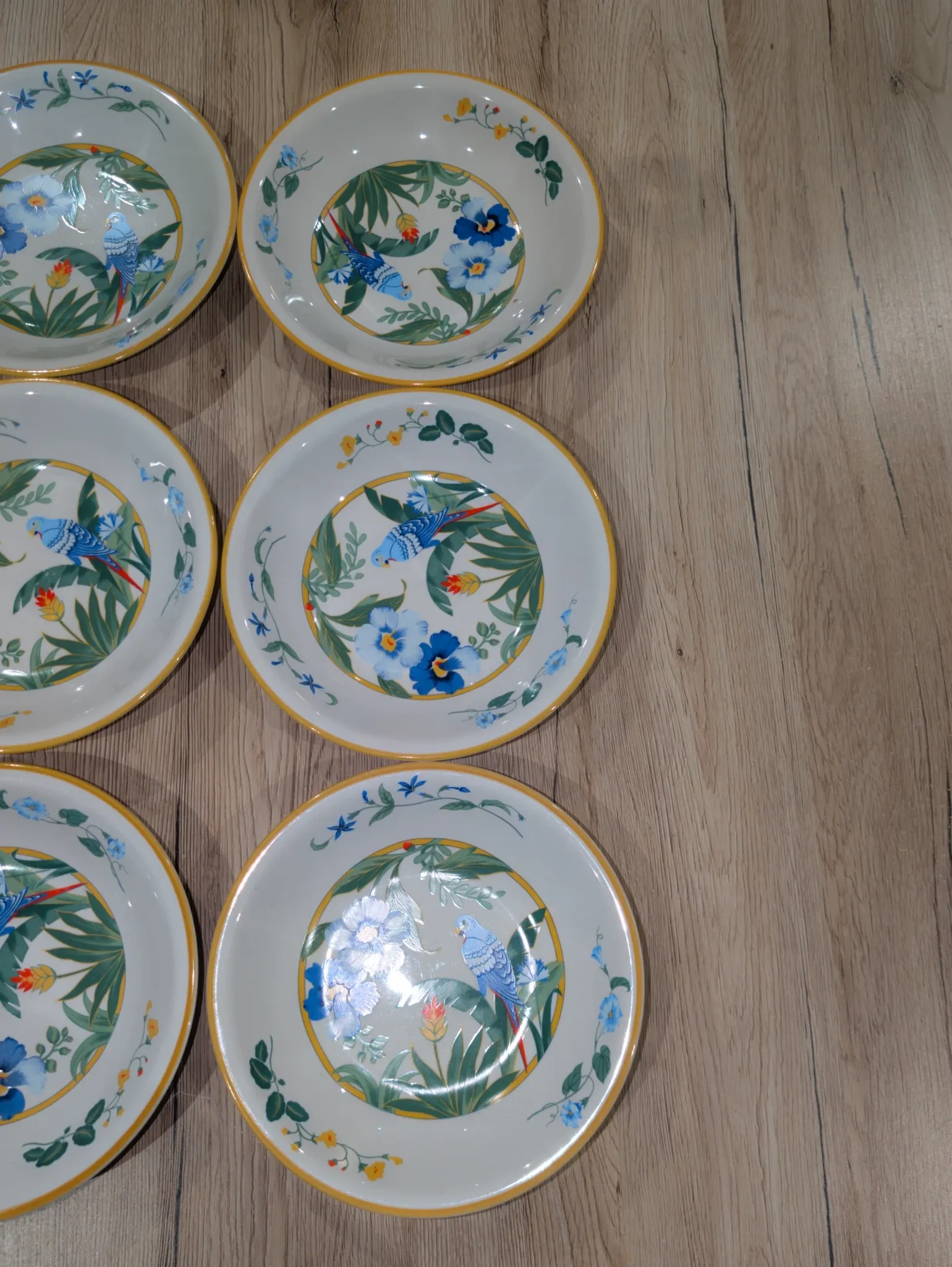 Lot 9 Deep Plates Porcelain Japan ARA S 933 Parrot & F Decor