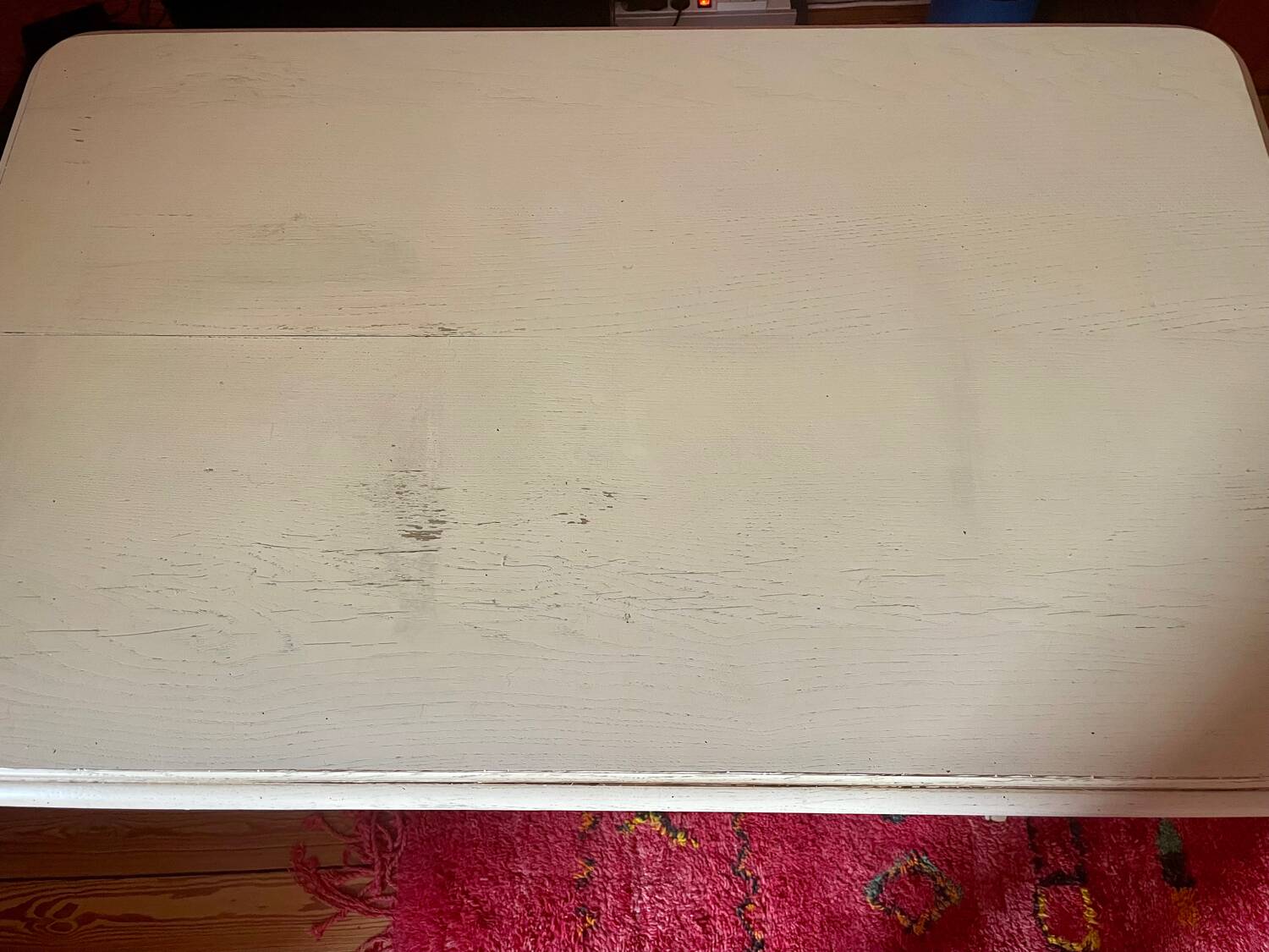 Weathered painted wood side table, TV table