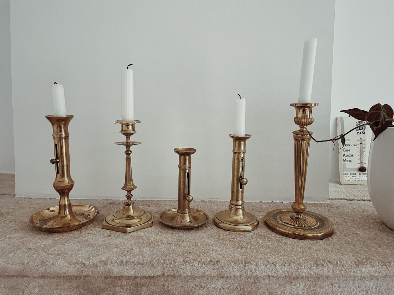 Antique brass candle holder