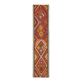 Turkish Handwoven Vintage Herki Kilim 90 cm x 383 cm