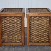 Tables de Chevet Vintage en Rotin avec Tiroir, Set de 2