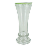 1970s glass VASE by eisch thick clear glass and bubble glass green rim