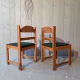 4 green tweed chairs