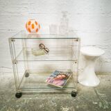 Desserte vintage en plexiglas et verre