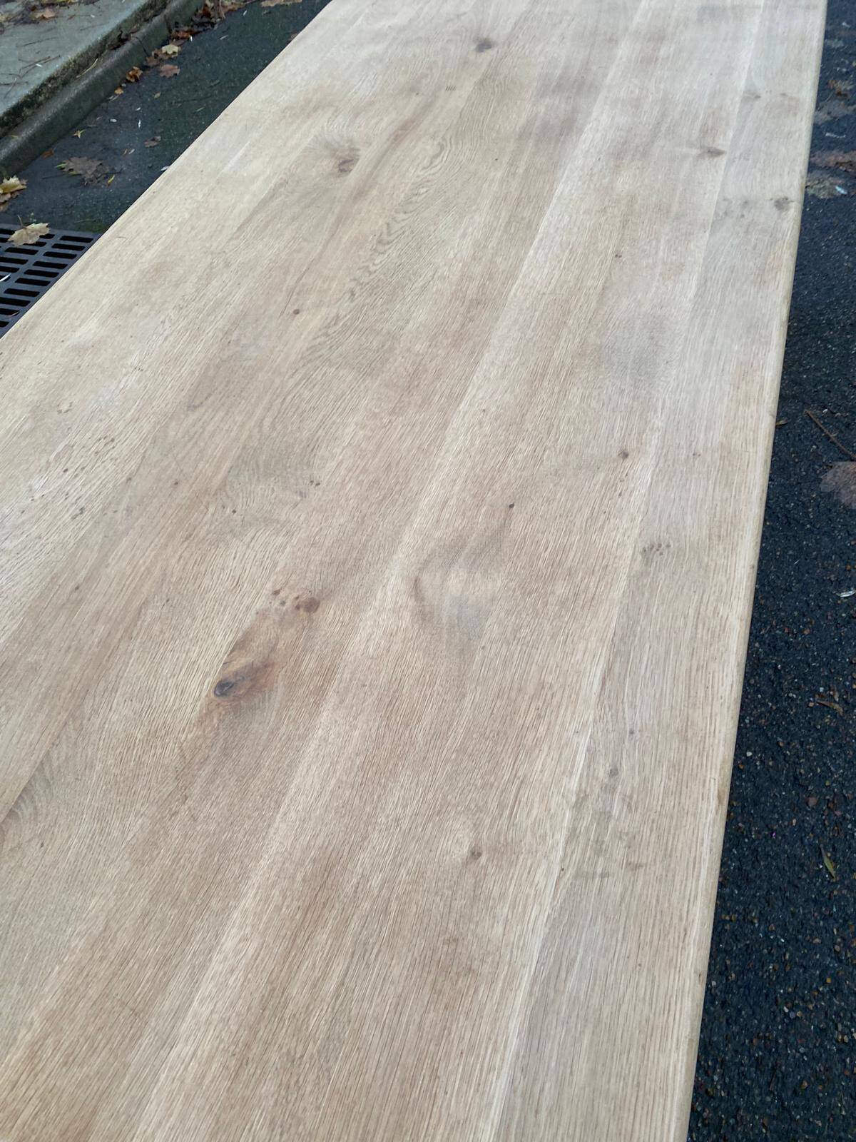 Extendable farmhouse dining table restored in solid oak, 19th century, 180-280cm