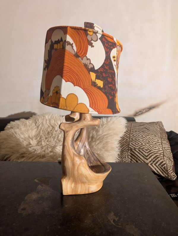 Lampe de Bureau Faux-Bois par Grand-Jean Jourdan pour Vallauris, 1950s