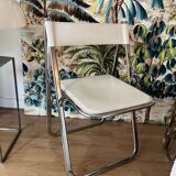 Italian folding chair in leather "Tamara" by Arrben 1970 vintage