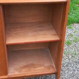 Enfilade vintage en chêne doré portes coulissantes pieds compas 1950