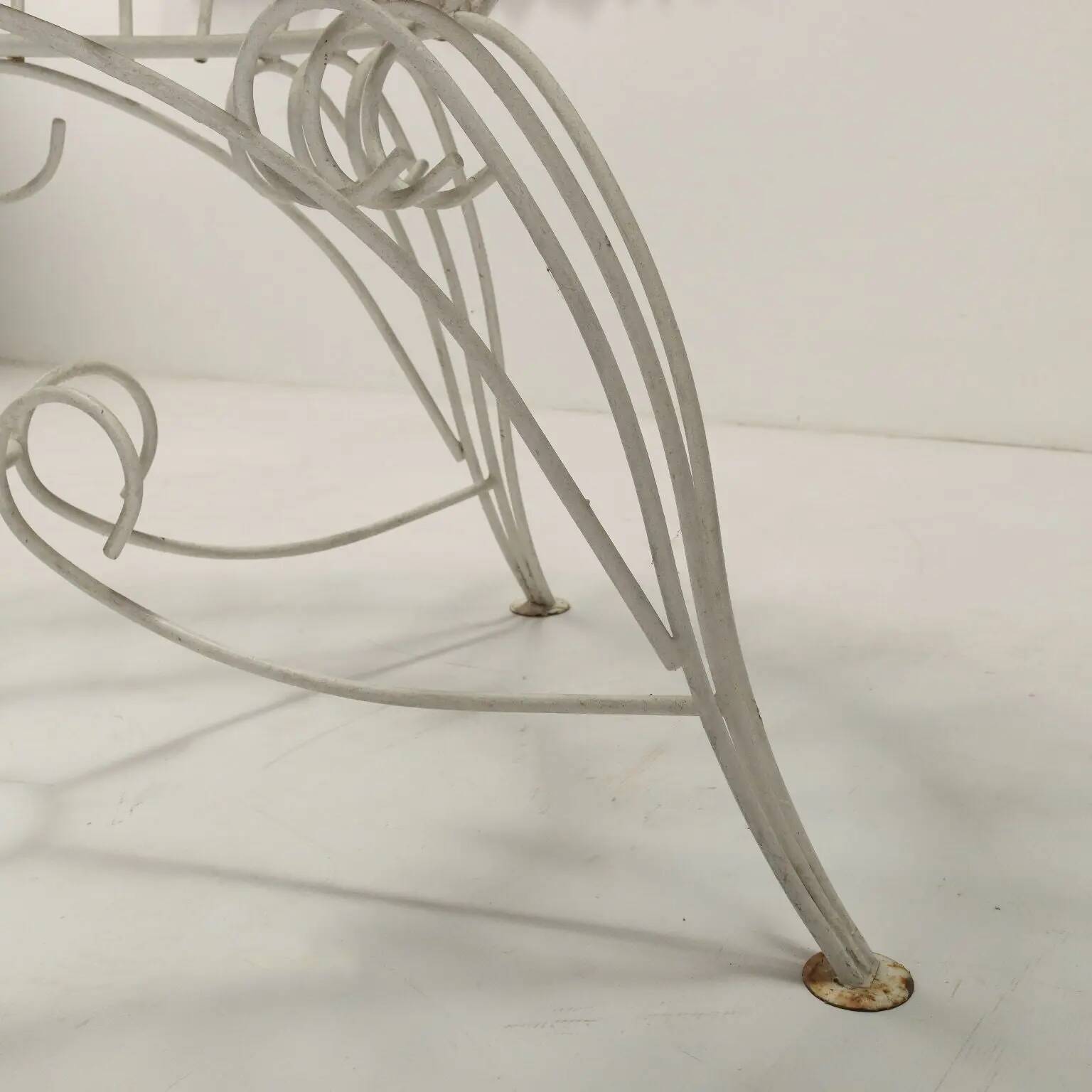 Vintage white enamelled iron garden table, Italy, 1960s