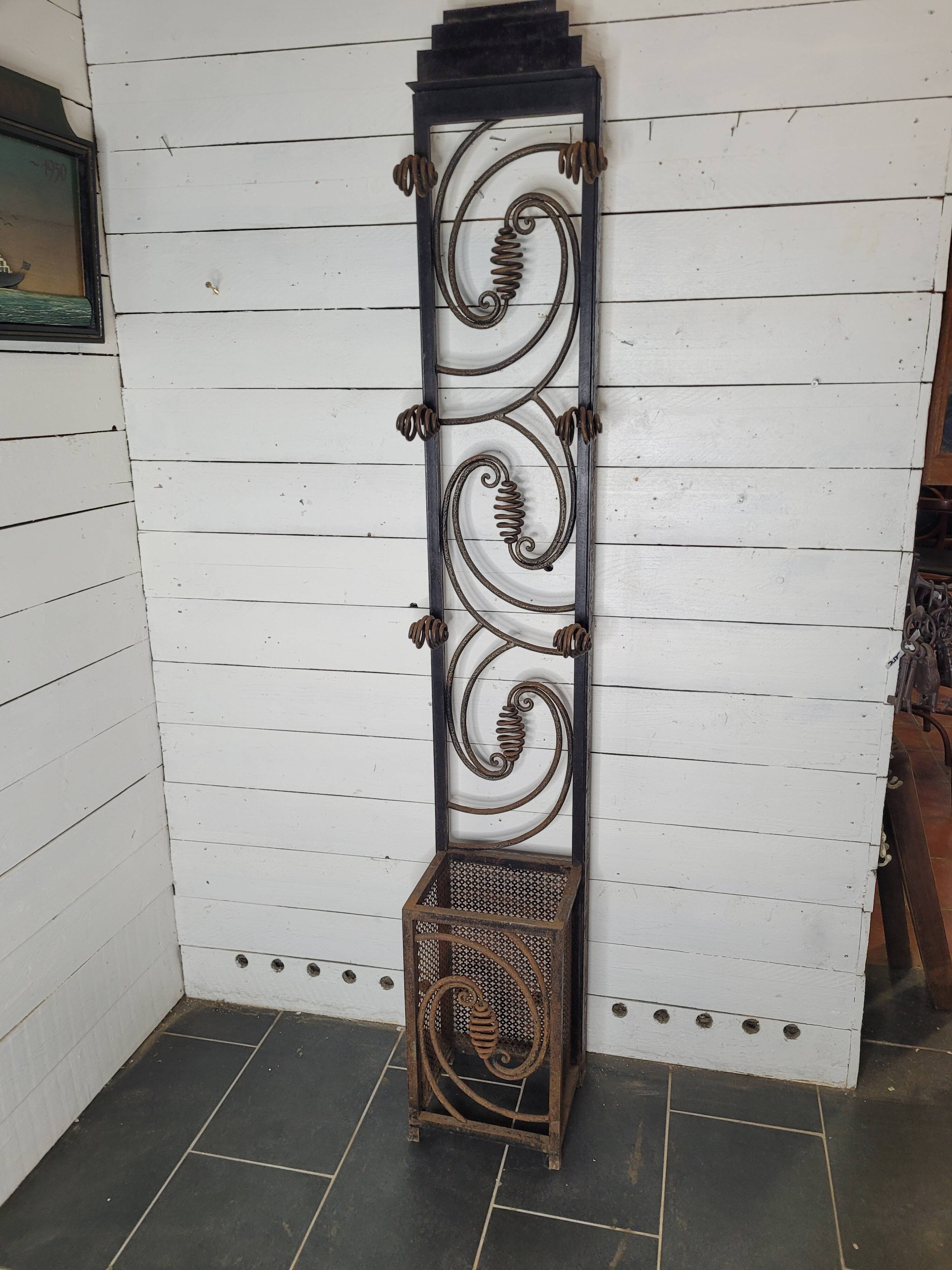Art deco wrought iron coat rack from the 1930s