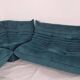 Ensemble Ligne Roset Togo 3 pièces en velours bleu canard .