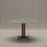 Onyx and brass dining table after Ignazio Gardella