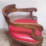 Fauteuil de bureau en noyer massif XIX°