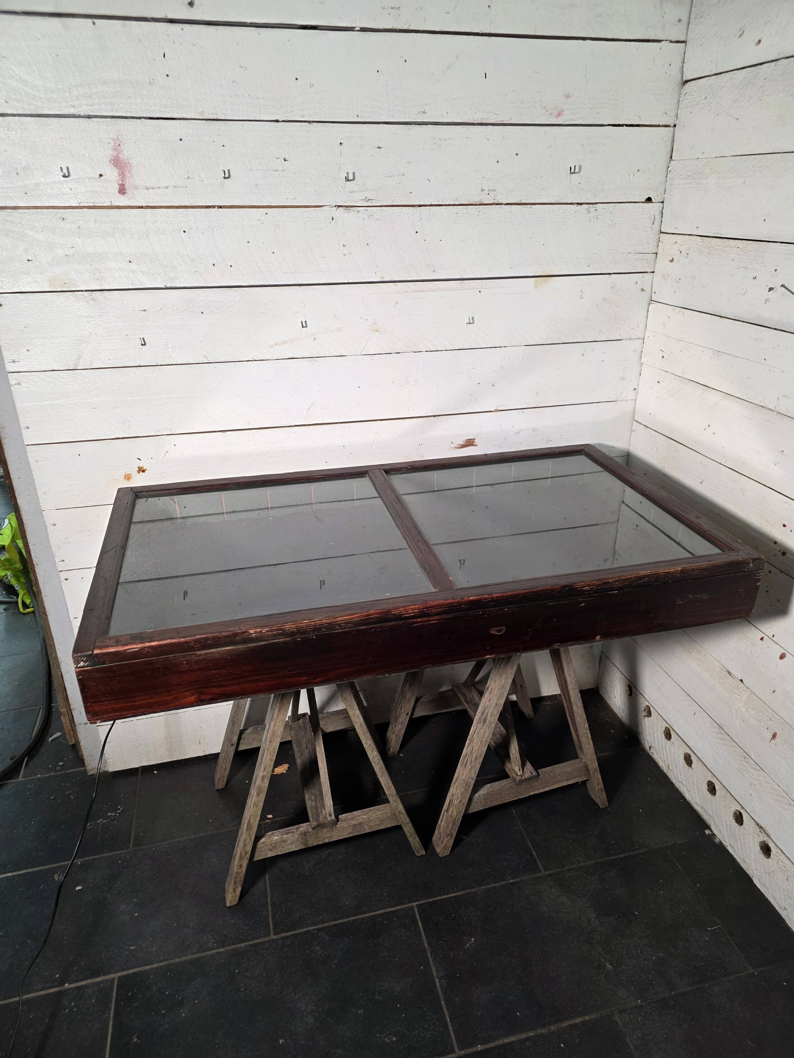 Antique wooden shop display cabinet