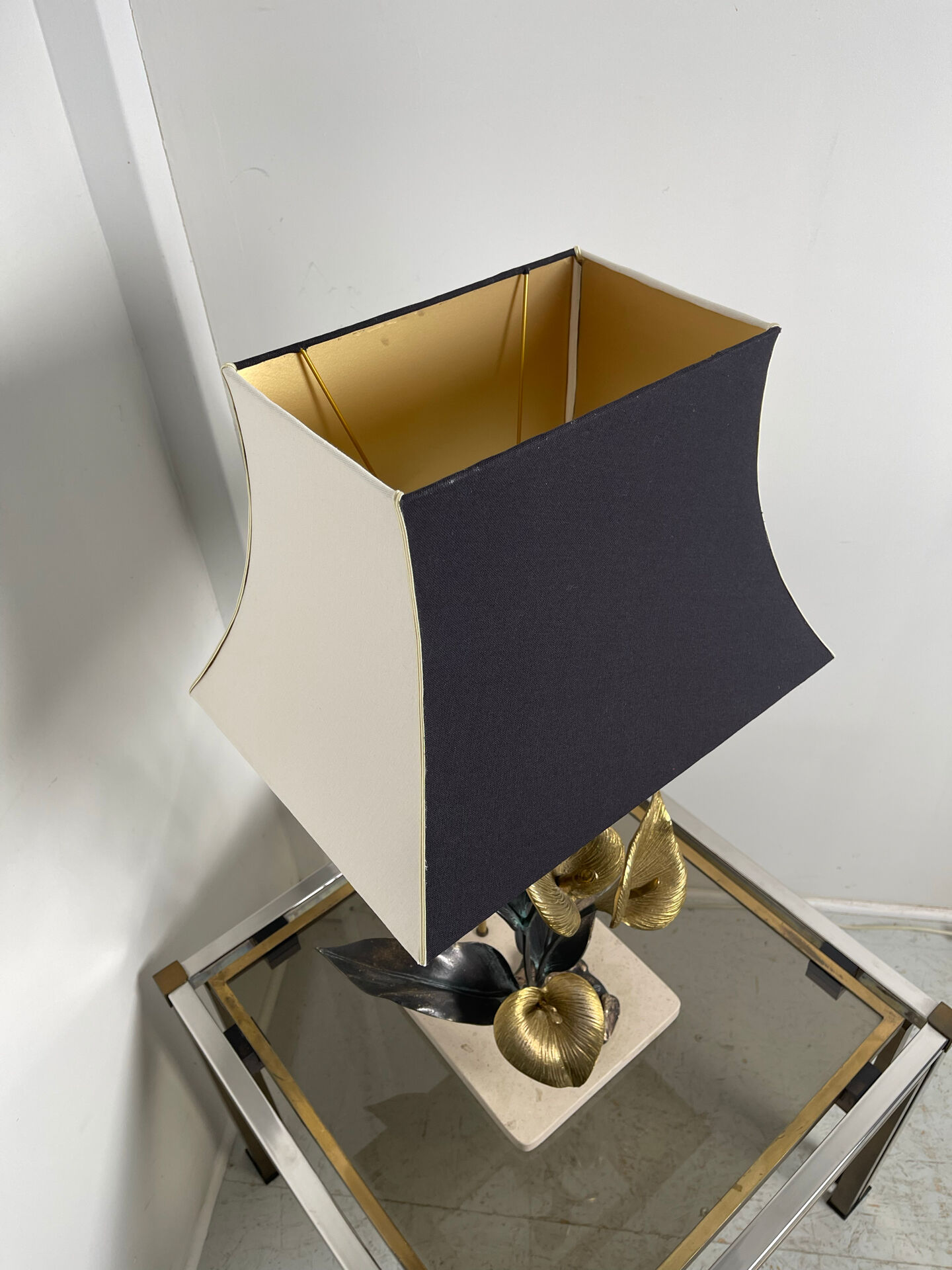 Lampe florale bronze 1970