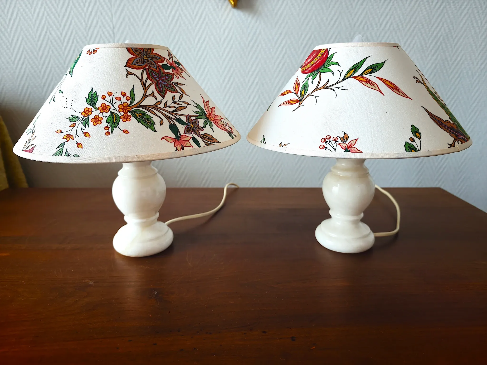 Pair of vintage alabaster lamps