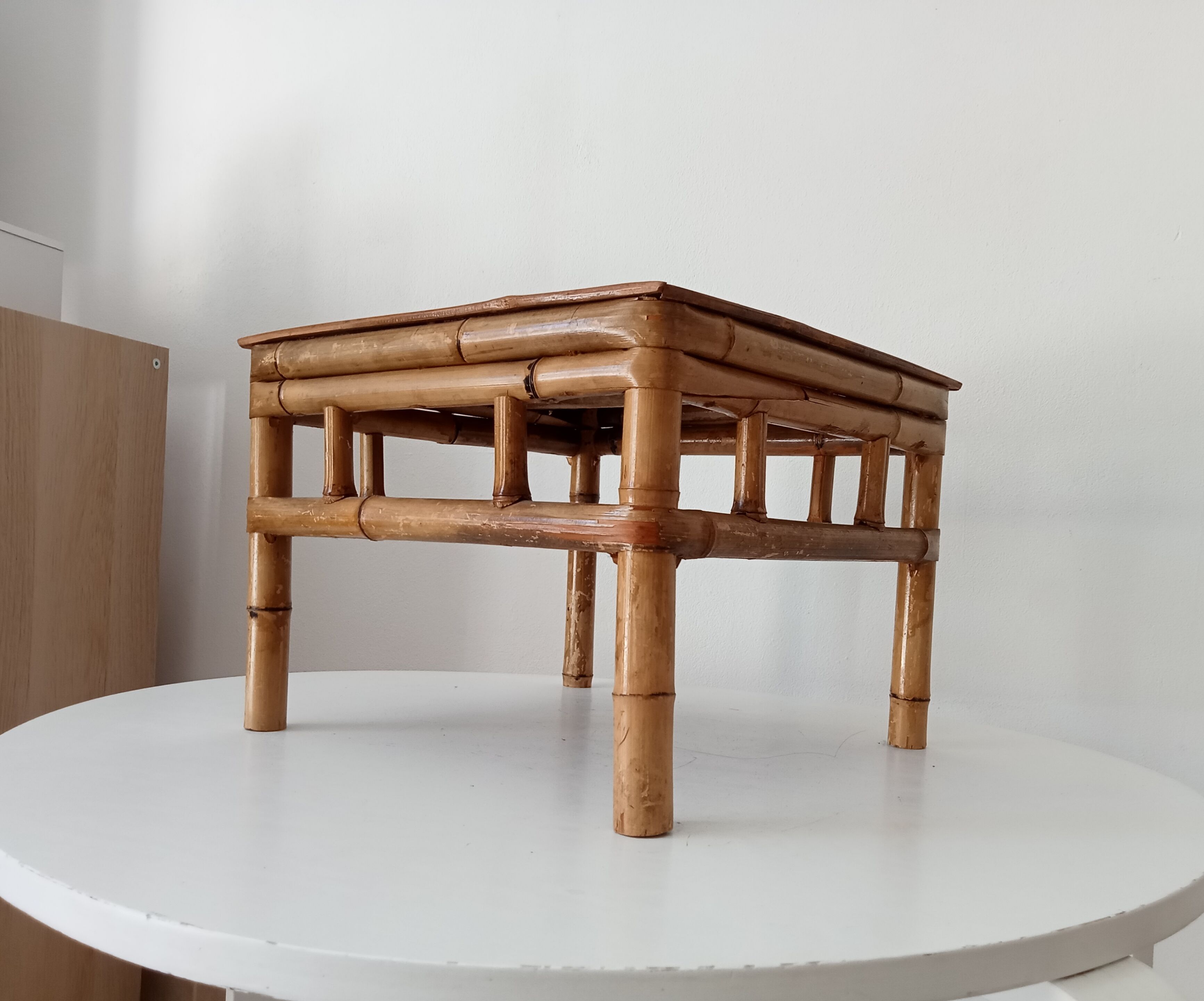 Vintage bamboo bedside table from the 70s.