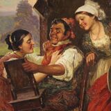 Peinture de scène intérieure antique du 19ème siècle