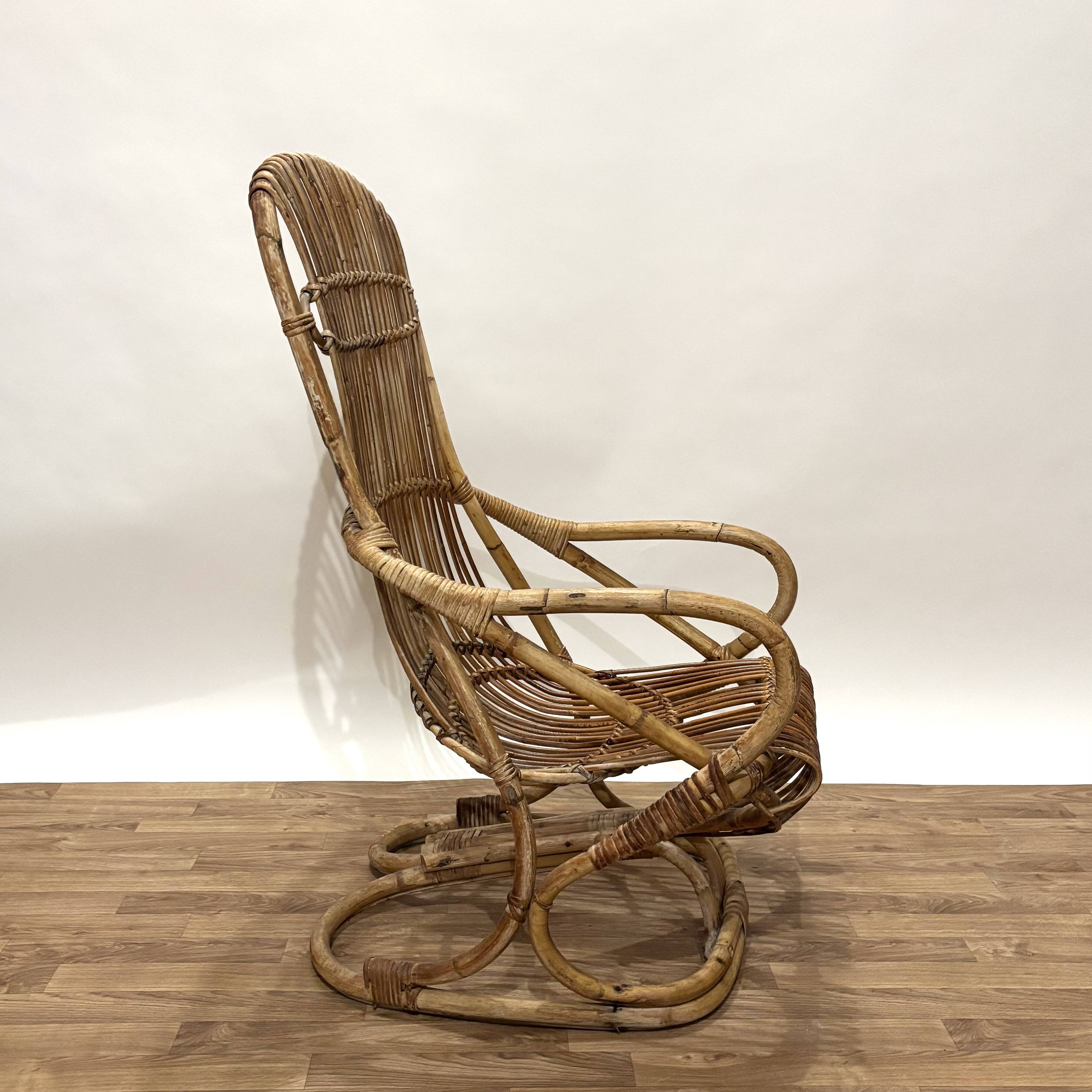 Fauteuil en rotin années 60