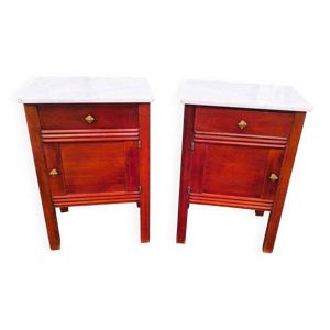 Lot 2 table chevet - bois marbre