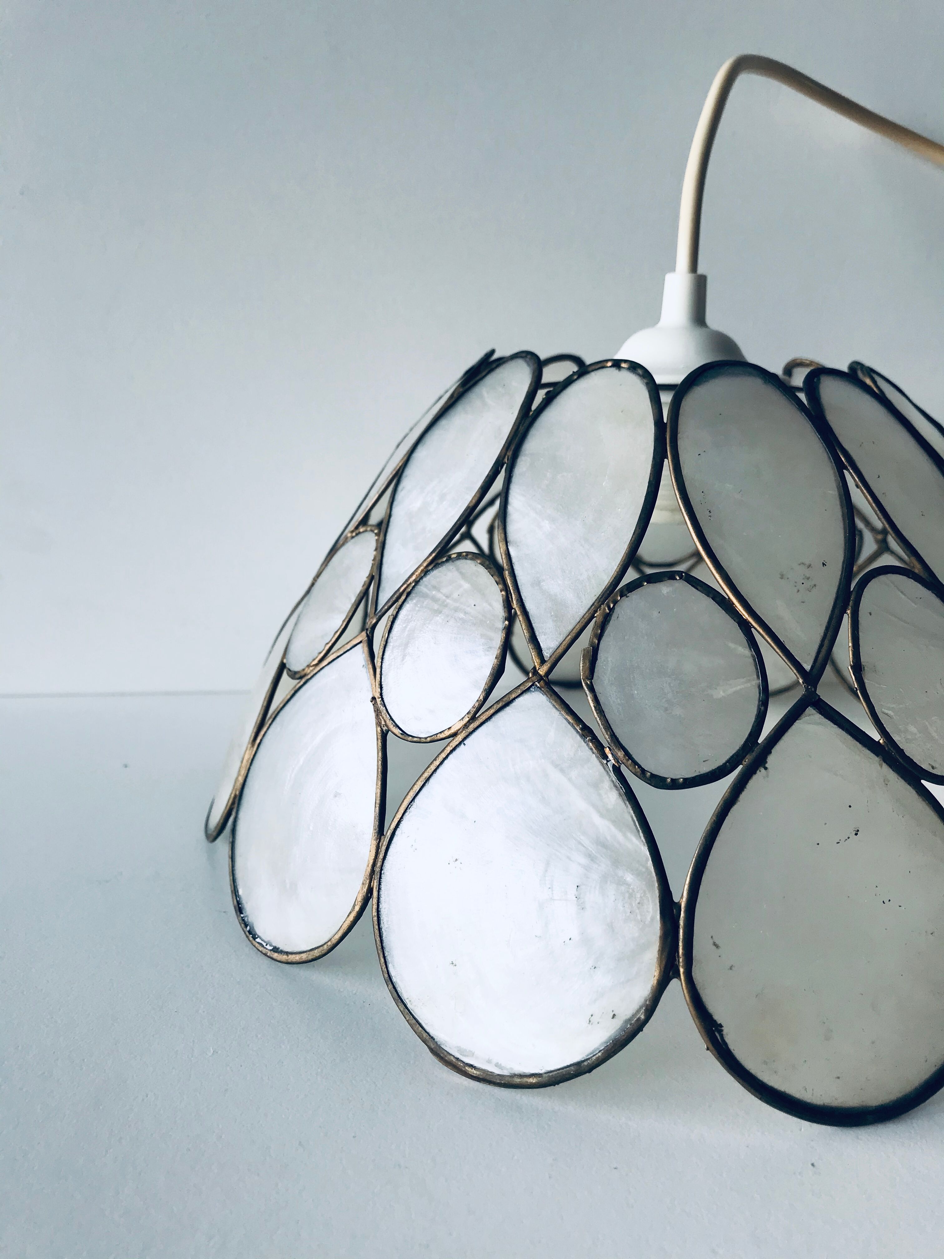 Mother-of-pearl and brass pendant light