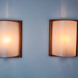 Pair of pine and methacrylate wall lights, Spain 1980